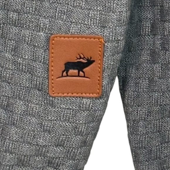 ELK - SIZE LARGE - SOFT GRAY - KNIT LIKE WAFFLE WEAVE - HOODIE - SIZE LARGE B19 - Picture 5 of 12